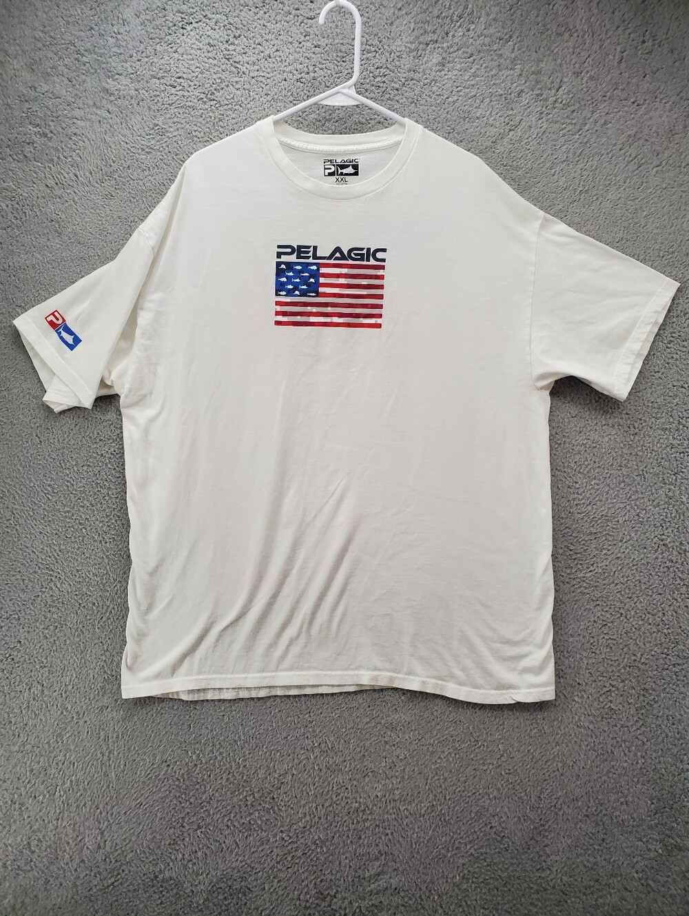 Pelagic USA Flag T Shirt Mens XXL White Fishing